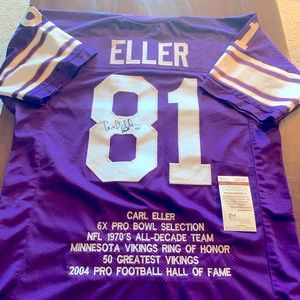 MINT SIGNED CARL ELLER HALL OF FAME JERSEY.